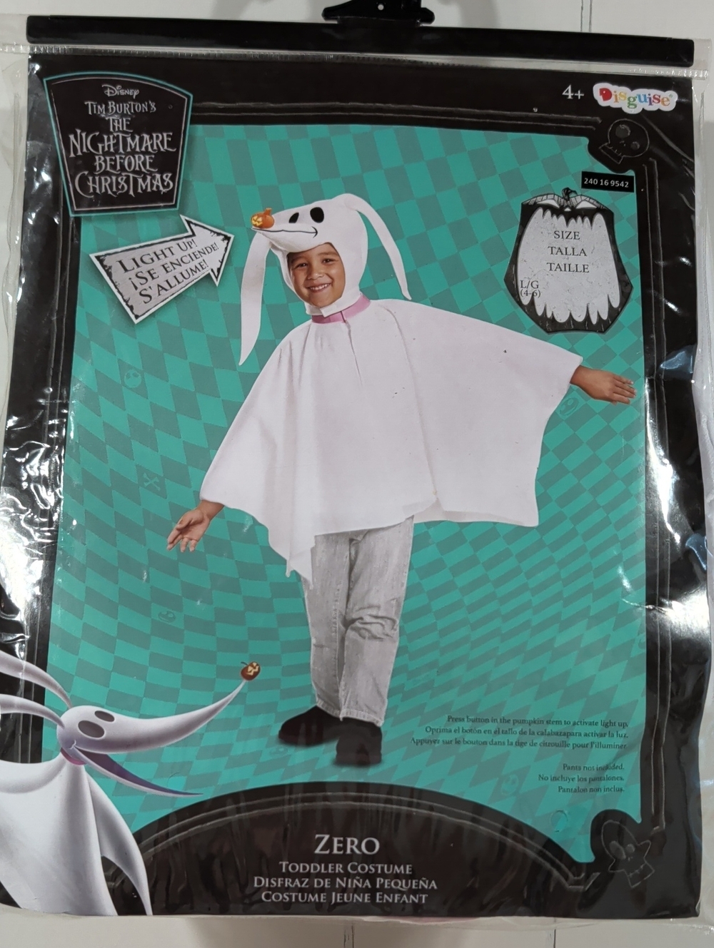 Disguise Nightmare Before Christmas Zero Dog Halloween Costume L 4 6 Light Up